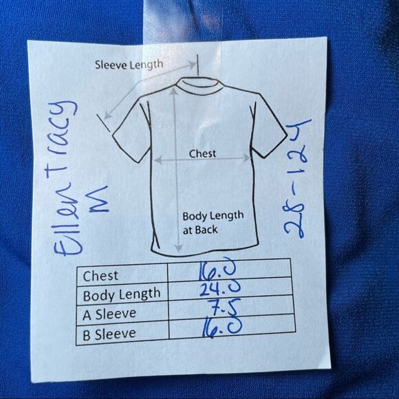 ELLEN TRACY RUCHED EXPOSED ZIPPER SPLICED / WRAP  V-NECK BRIGHT BLOUSE BLUE - M - Picture 5 of 5